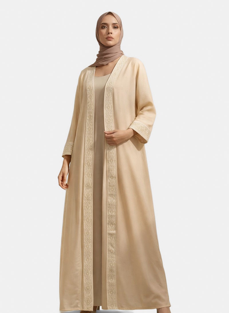 عباية نسائية مفتوحة من الأمام بتفاصيل مطرزة - Image 2